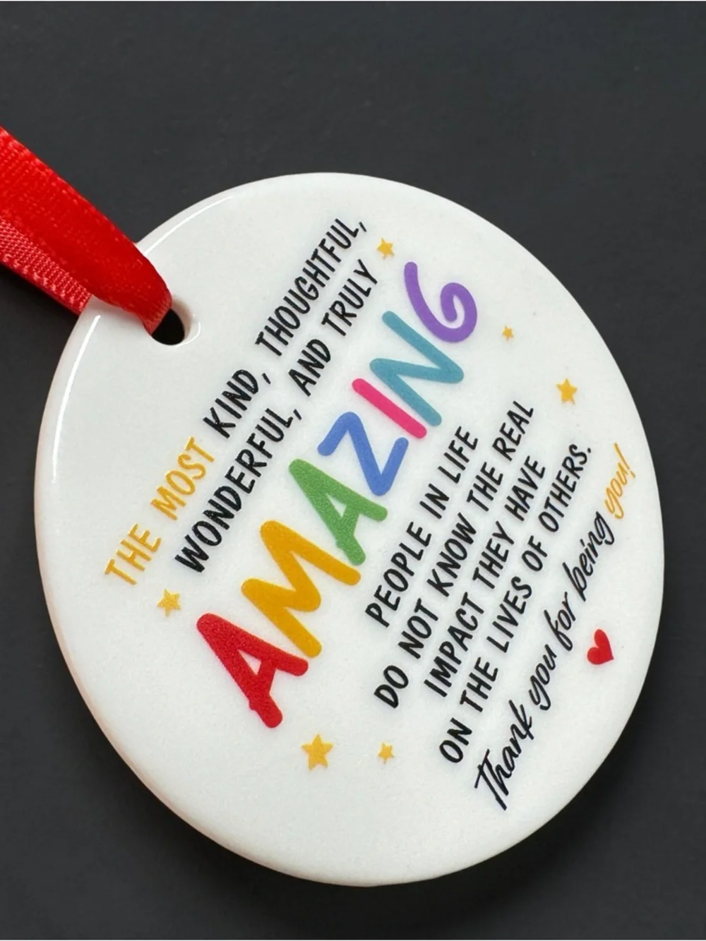 NIB Amazing People Ornament Double Sided Ceramic Christmas Gift